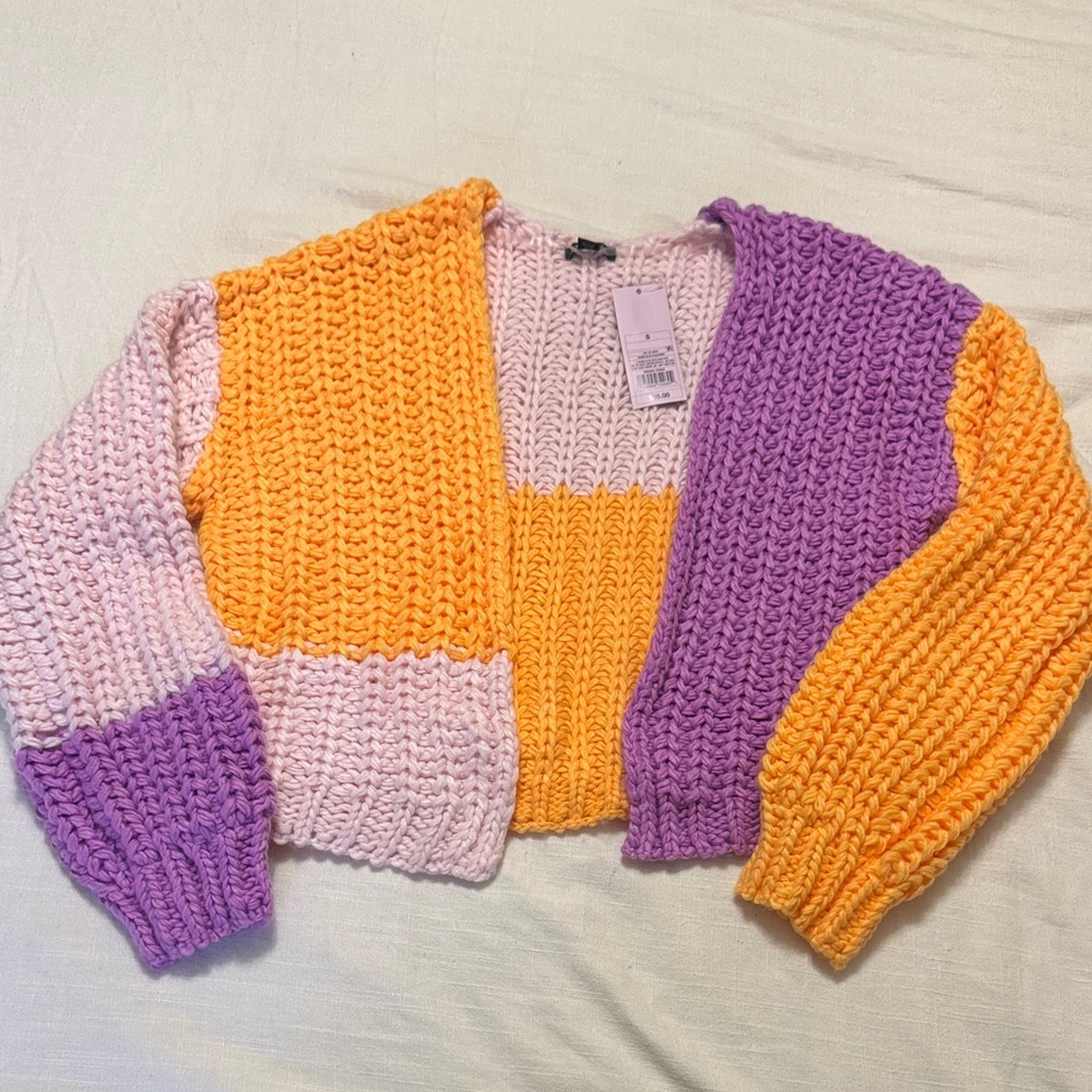 NWT Colorblock Chunky Knit Cardigan